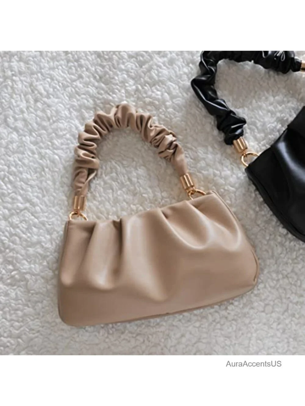Cloud Pouch Hobo Bag Vegan Leather Crossbody Detachable Chain